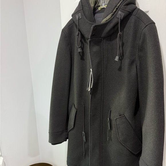 Cole Haan Black Hooded Military Jacket - Picture 1 of 9